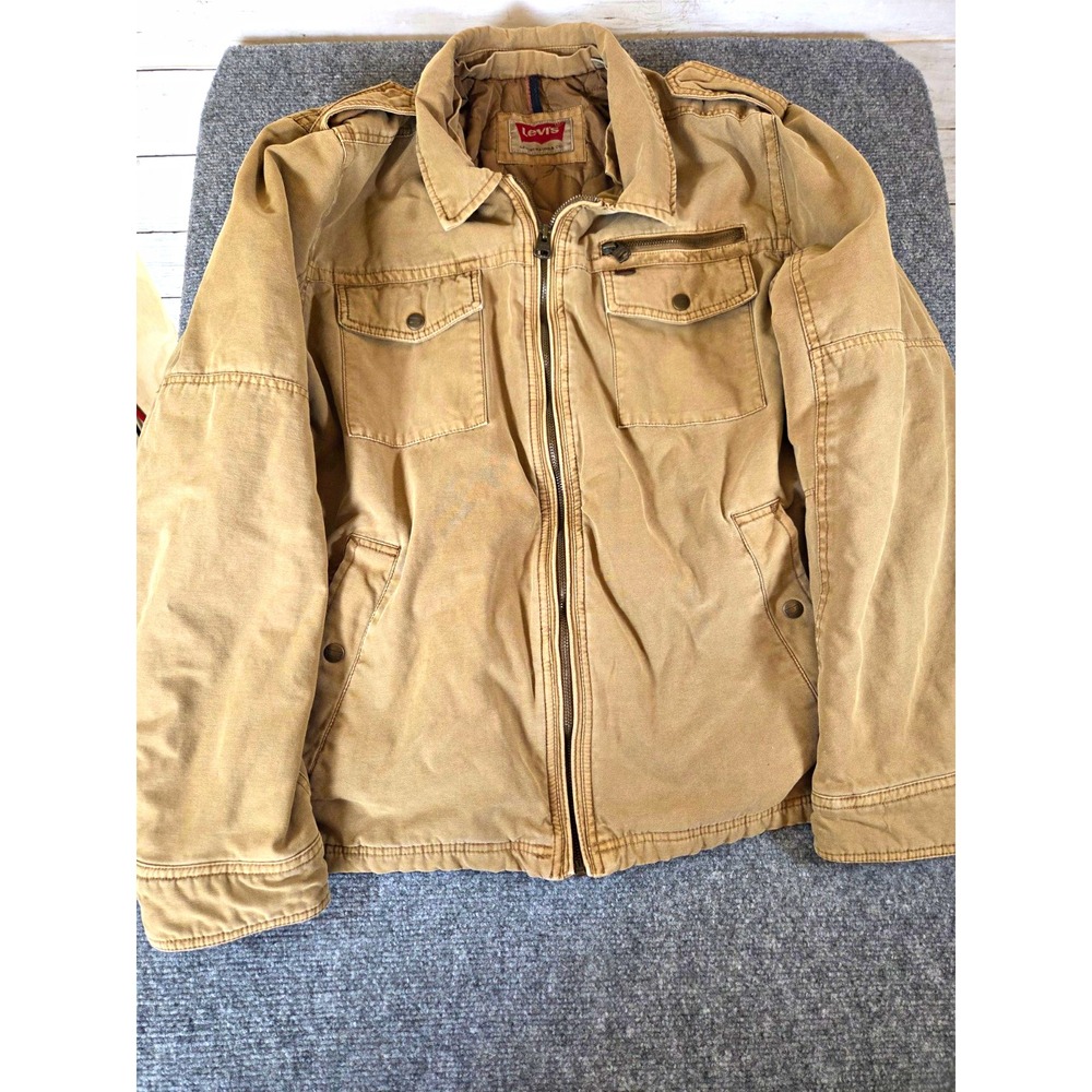 Levi's Mens XL Tan Canvas Military Field Jacket Quilted Lined Workwear